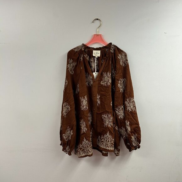 Embroidered Boho Blouse with Balloon Sleeves - WK1126 - Picture 1 of 2